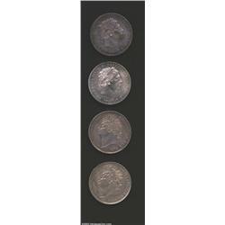 George III and George IV crowns as follows: 1818 LVIII,