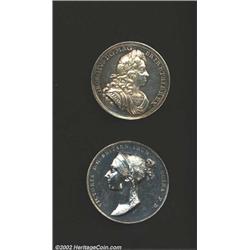 A pair of official Coronation medals as follows: George I silver medal 1714,