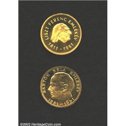 A pair of gold 100 forint as follows: Birth of Liszt 1961,