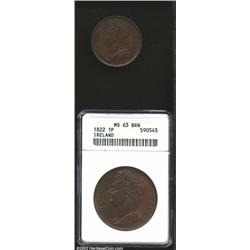 A high grade pair as follows: halfpenny 1822,