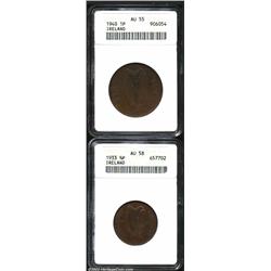 Copper pair as follows: Halfpenny 1933,