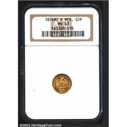 Republic gold peso 1874 Mo-M,