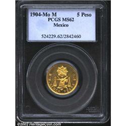 Republic gold 5 pesos 1904 Mo-M,