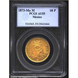 Republic gold 10 pesos 1873/2 Do-P,