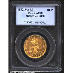 Republic gold 10 pesos 1872/1 Mo-M/C,