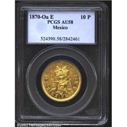 Republic gold 10 pesos 1870-Oa-E.,