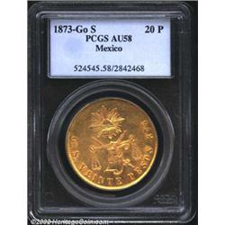 Republic gold 20 pesos 1873 Go-S,