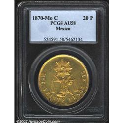 Republic gold 20 pesos 1870 Mo-C,