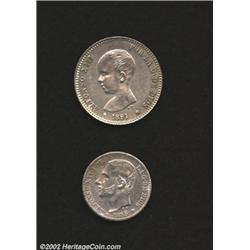 Minor pair including: 50 centimos 1885 MS-M,