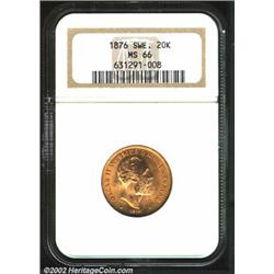 Oscar II gold 20 kronor 1876-EB,
