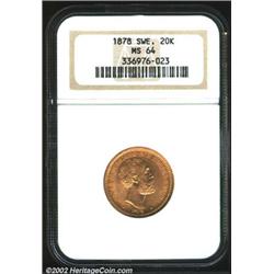 Oscar II gold 20 kronor 1878-EB,