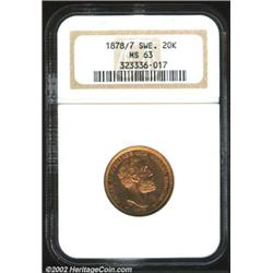 Oscar II gold 20 kronor 1878/7-EB,