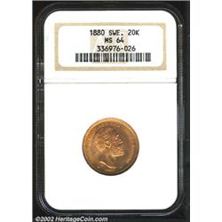 Oscar II gold 20 kronor 1880-EB,