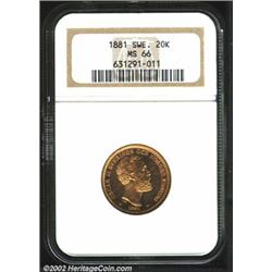 Oscar II gold 20 kronor 1881-EB,