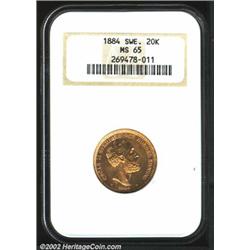 Oscar II gold 20 kronor 1884-EB,