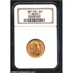 Oscar II gold 20 kronor 1887-EB,