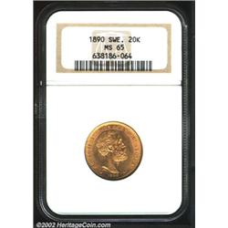 Oscar II gold 20 kronor 1890-EB,