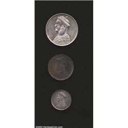 Sino-Tibetan three piece set as follows: 1/4 rupee ND (1904,
