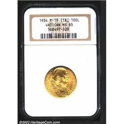 Pius XI gold 100 lire 1933-1934,