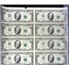 Image 1 : UNCUT SHEET OF 8 1995 $10.00 STAR NOTES, MISS CUT AT THE BOTTOM