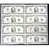 Image 1 : UNCUT SHEET OF 8  1976 $2.00 BICENTENNIAL YEAR  NOTES