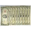 Image 1 : ( 10 ) AVERAGE CIRCULATED U.S.  $5.00 RED SEAL NOTES RED