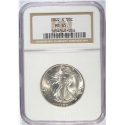 1944-S WALKING LIBERTY HALF DOLLAR NGC MS65