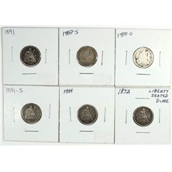 6 DIFFERENT SEATED DIMES NICE CIRC