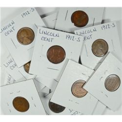20-1912-S LINCOLN CENTS AVG CIRC