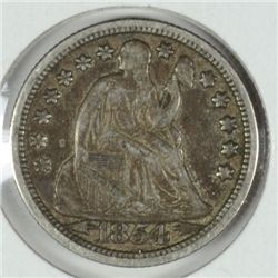 1854 SEATED DIME VF+