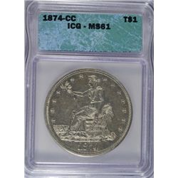 1874-CC TRADE DOLLAR ICG MS61