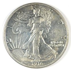 1916-D WALKING LIBERTY HALF DOLLAR AU