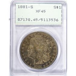 1881-S MORGAN DOLLAR PCGS XF 45 OGH