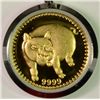 Image 2 : 2007 1/10th OUNCE GOLD CHINESE YEAR OF THE PIG NECKLACE,  16" GOLD/SILVER CHAIN