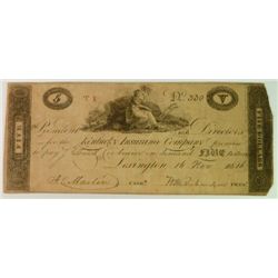 1814 $5 KENTUCKY INSURANCE NOTE G/VG