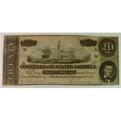 1864 $20 CONFEDERATE STATES OF AMERICA NOTE