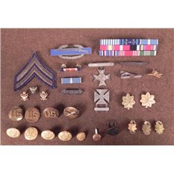 COLLECTION OF 28 US AWARDS,INSIGNIA,RIBBON BARS,RANK IN