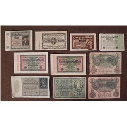 LARGE GERMAN 1920's BANKNOTES 50RM-100M-500M