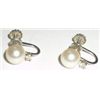 Image 1 : 14KT WHITE GOLD PEARL & DIAMOND EARRINGS. STAMPED *14KT*!! TOTAL WEIGHT IS 2.40 GRAMS!!