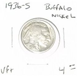 1936-S BUFFALO NICKEL RED BOOK VALUE IS $4.00+ *NICE EARLY VERY FINE+ GRADE*!NICKEL CAME OUT OF SAFE