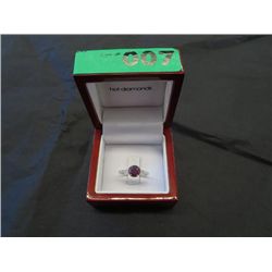 Genuine Ruby & Diamond  ring, set in .925 Silver