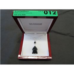 Carved Onyx gemstone necklace in .925 Silver