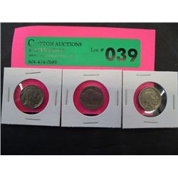 3x 1930's American Indian head nickels