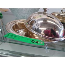 Domed lidded silver plate dish