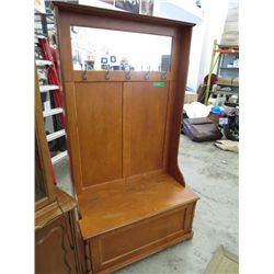Entryway bench with  seat storage and coat rack