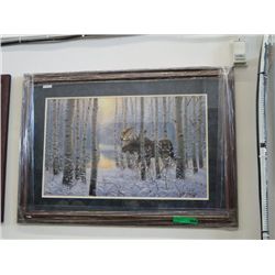 "Moose in Woods" - framed