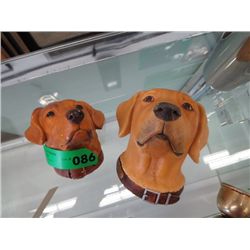 Pair of plaster dog heads - Labrador Retreivers
