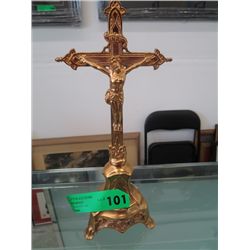 Brass crucifix statue
