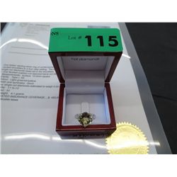 Ladies Diamond & faceted cushion cut Citrine ring