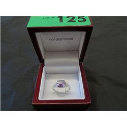 Cushion-cut Amethyst & Diamond ladies ring
